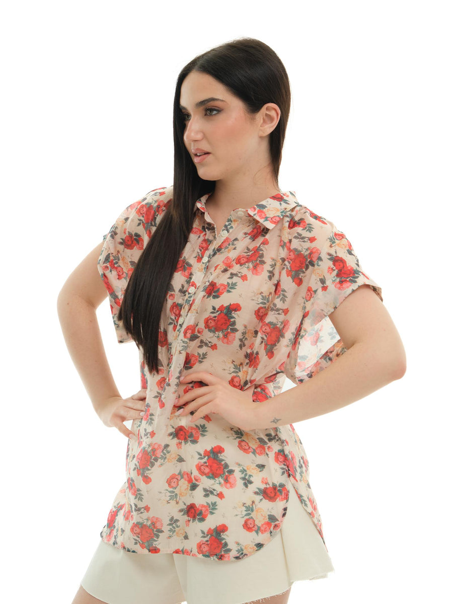 Camicia Vicolo panna a fantasia floreale TD2236 PANNA Vicolo 