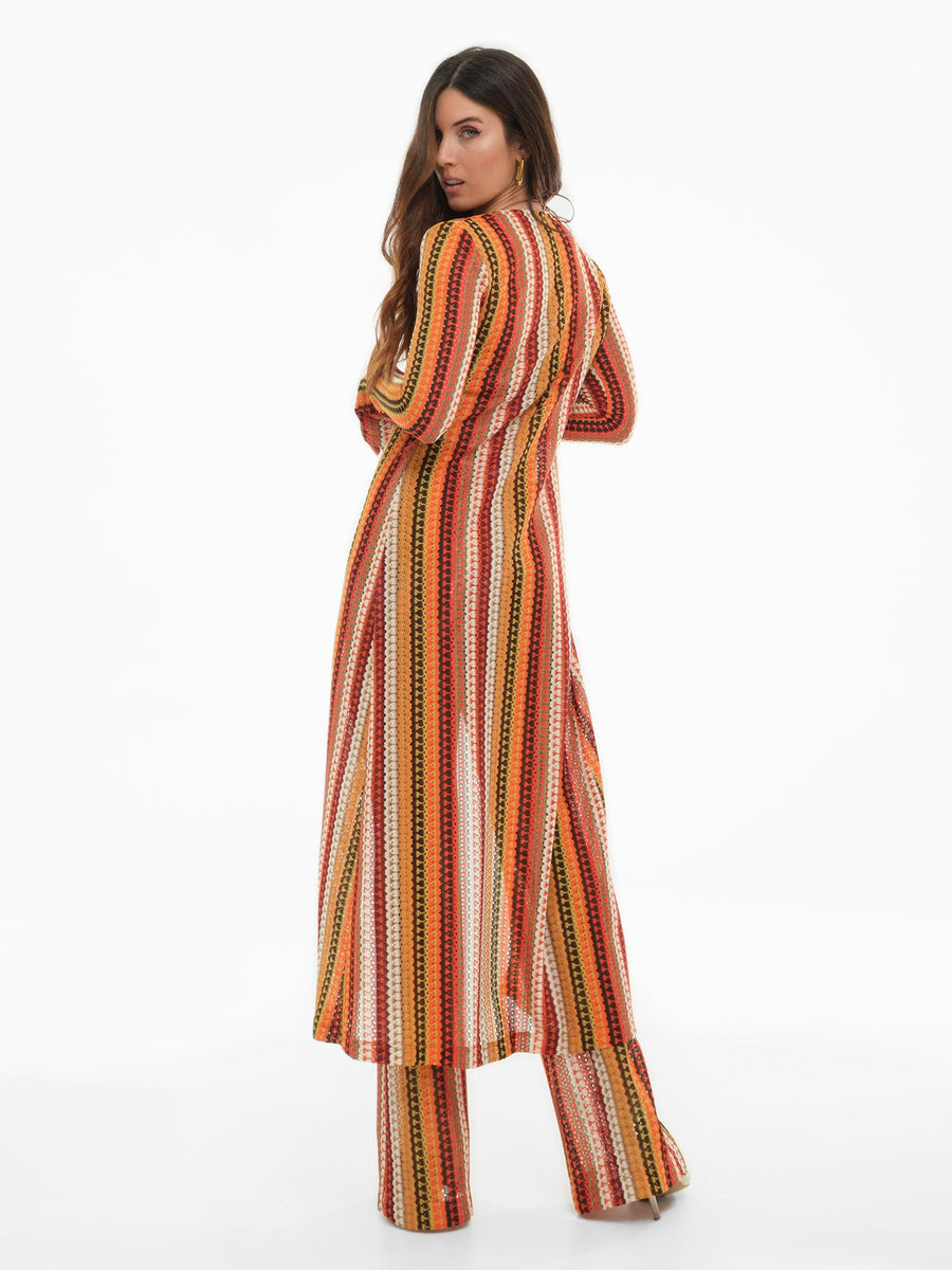 Cardigan Bohemian Vì multicolor traforato CA142 UNI Bohemian V 