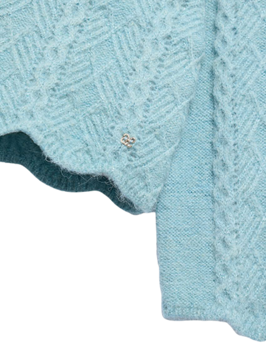 Maglione traforato Abel & Lula azzurro con fondo smerlato 5829 Acqua Abel & Lula 