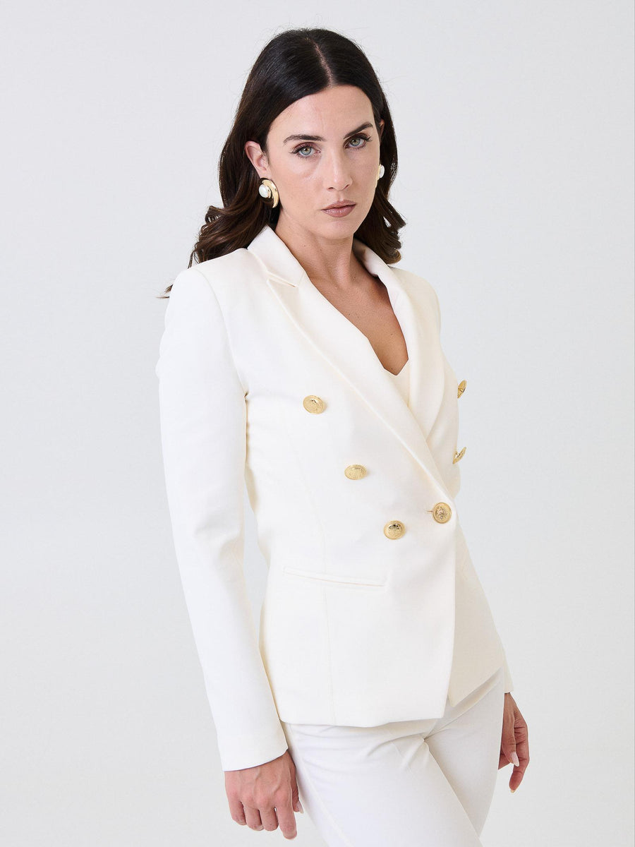 Giacca "Libra" Silence Limited doppiopetto bianco latte con bottoni oro NPR235GOLD MILK Silence Limited 