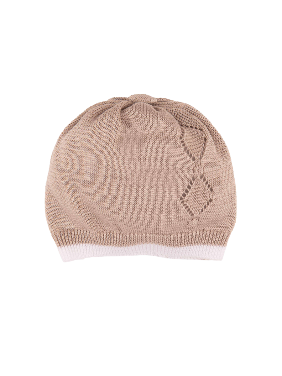 Berretto Marlù beige con motivo a trafori geometrico EB6071 C60001 Marlù 