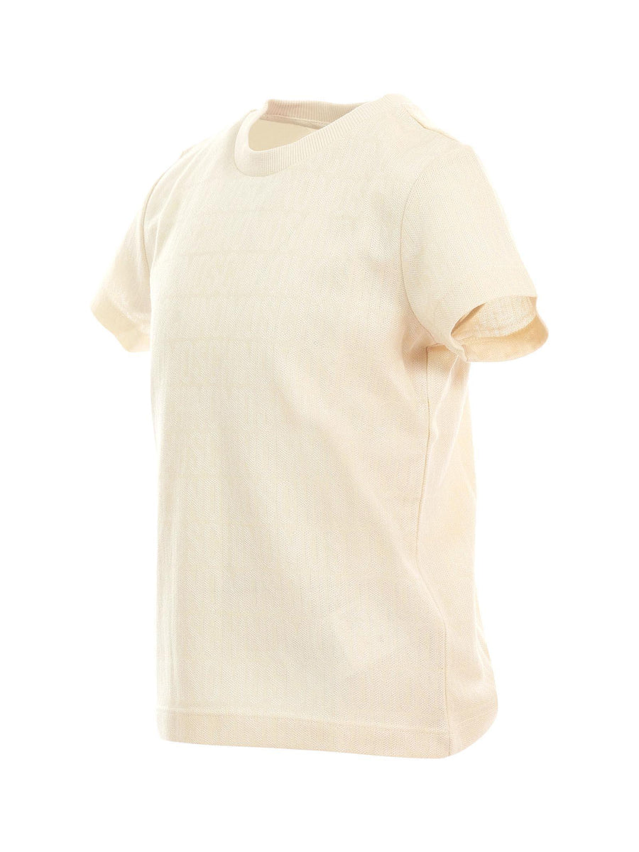 T-Shirt Moschino beige con logo lettering all over a contrasto HUM05D 86200 Moschino 