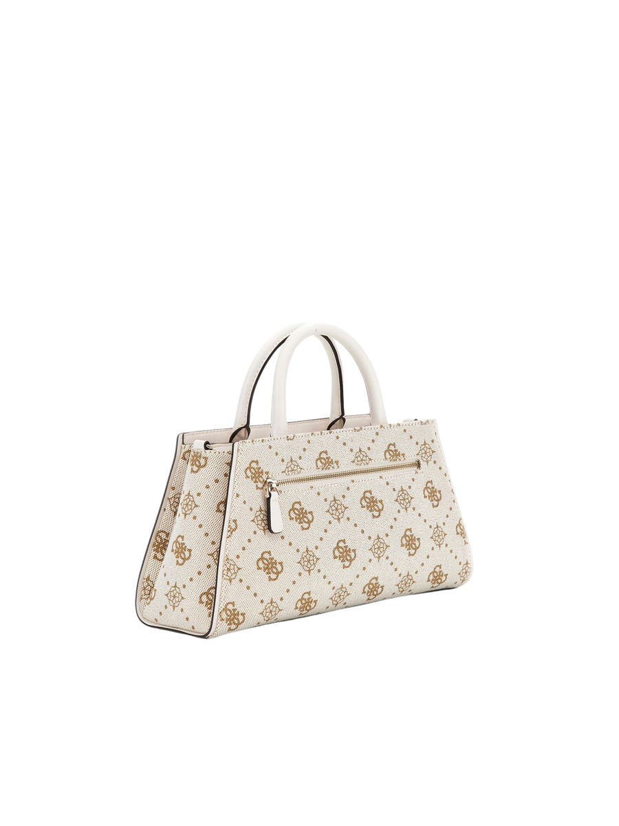 Borsa a mano Guess beige con monogram all over e logo G in metallo dorato HWCP9654060 OFL Guess 