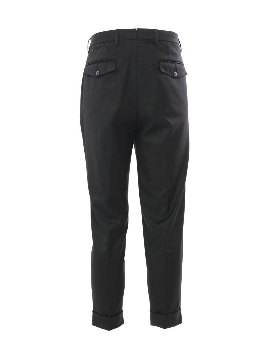 Pantalone nero Tk con doppia pence SINGAPORE7970 NE RAYURES NOIR 