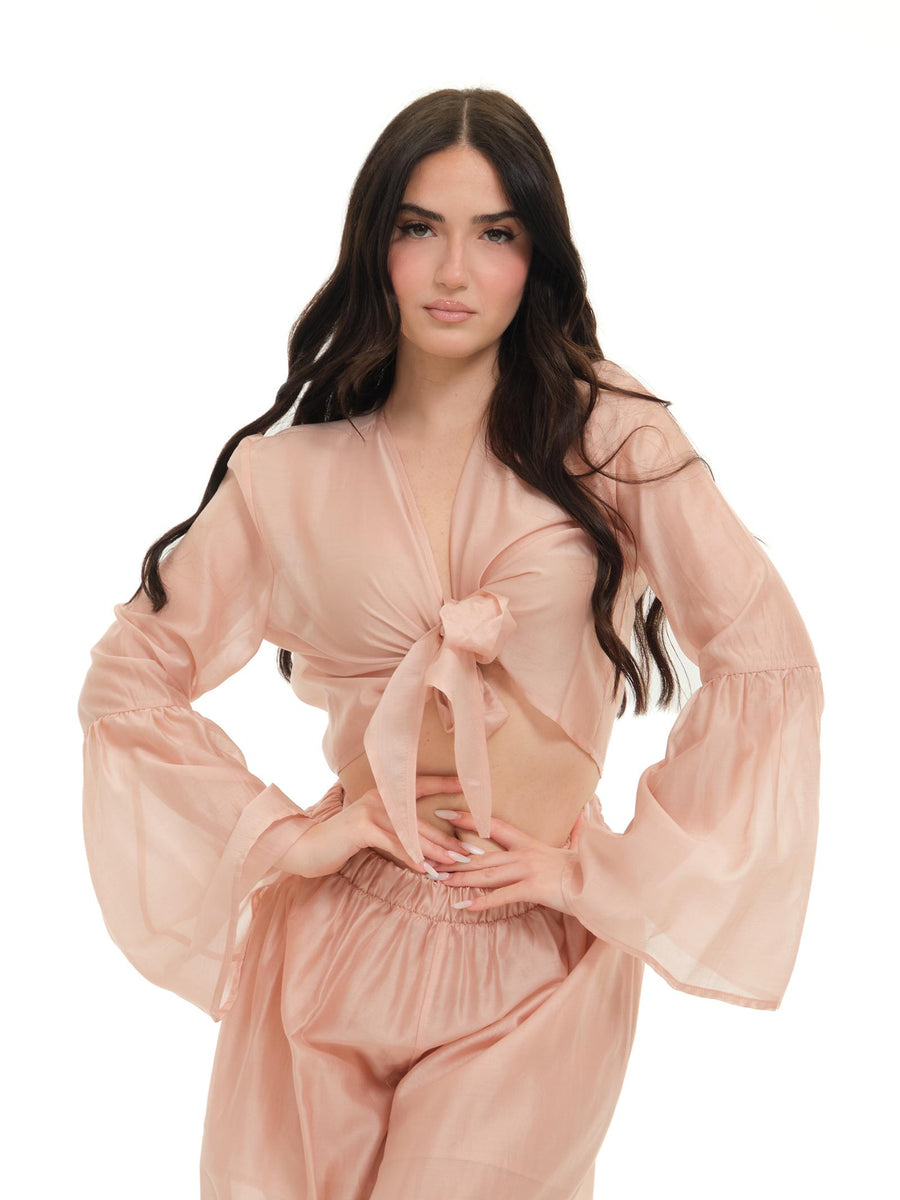 Camicia Armoire rosa cropped con nodo C951 ROSA Armoire 