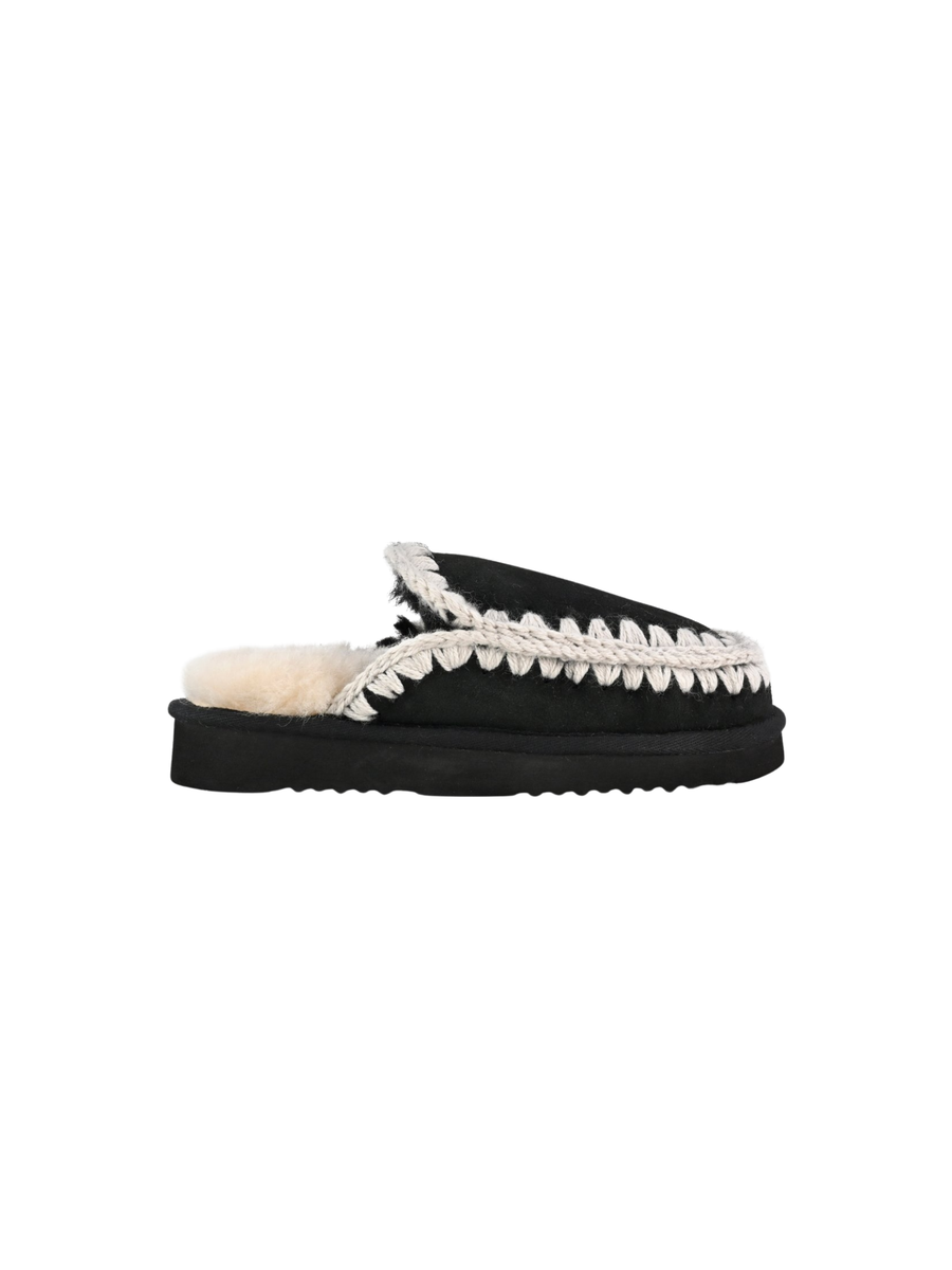 Mou "Eskimo Slipper Suede" nero MU.FW101125A BKWHI Mou 