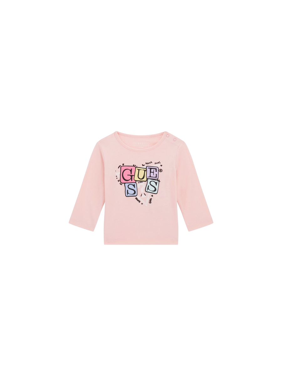 T-Shirt Guess rosa con stampa logo multicolor A5YI00K6YW4 G65U Guess 