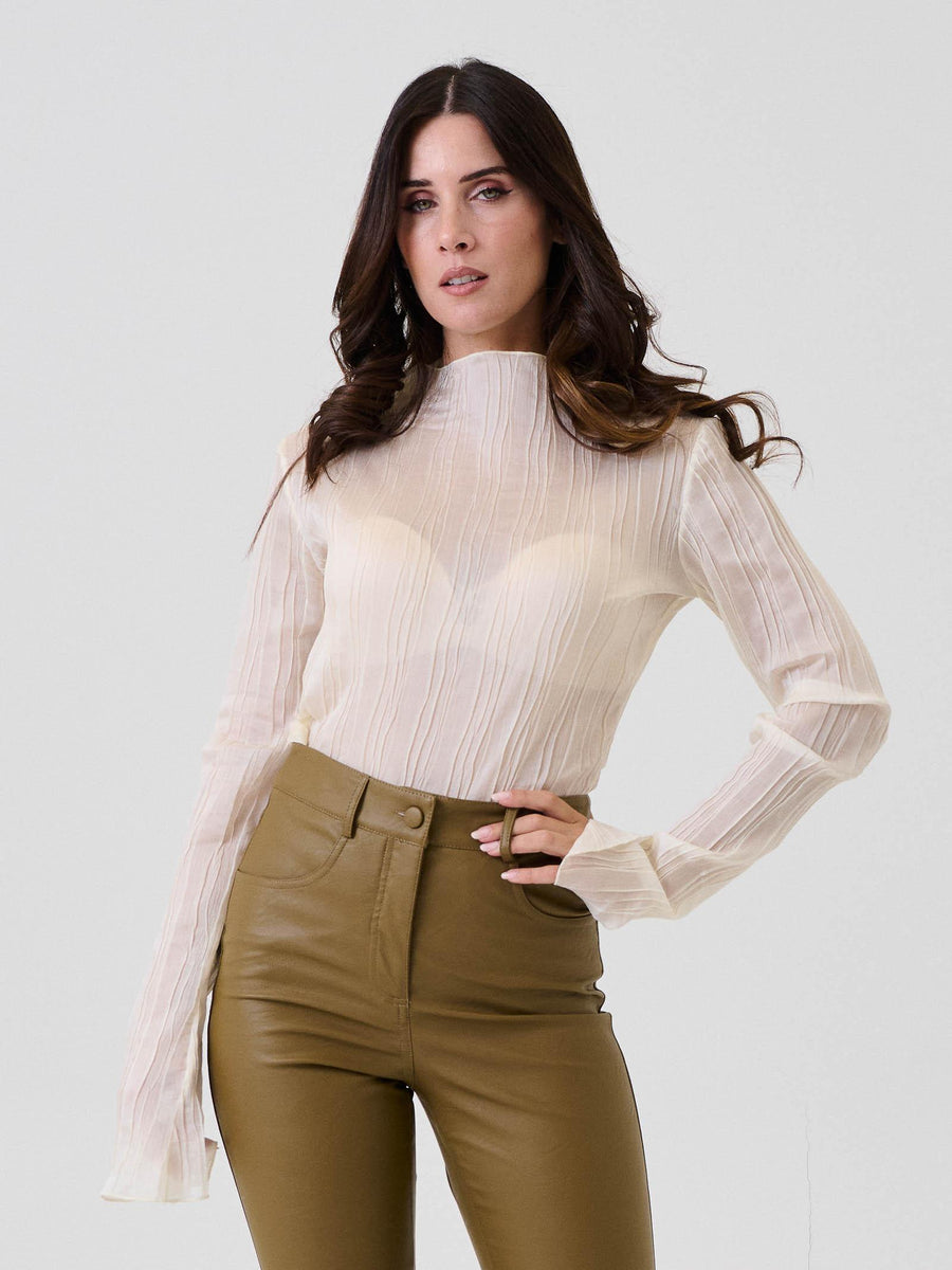 Blusa trasparente plissé Bohemian Vì crema MA284 CREAM Bohemian V 