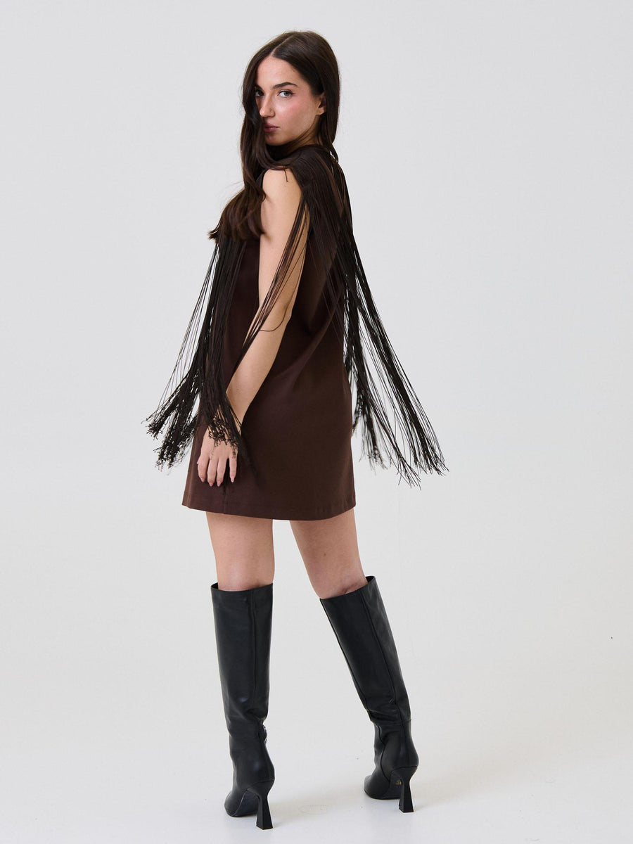 Abito con frange Vicolo moro TF0366 MORO Vicolo 
