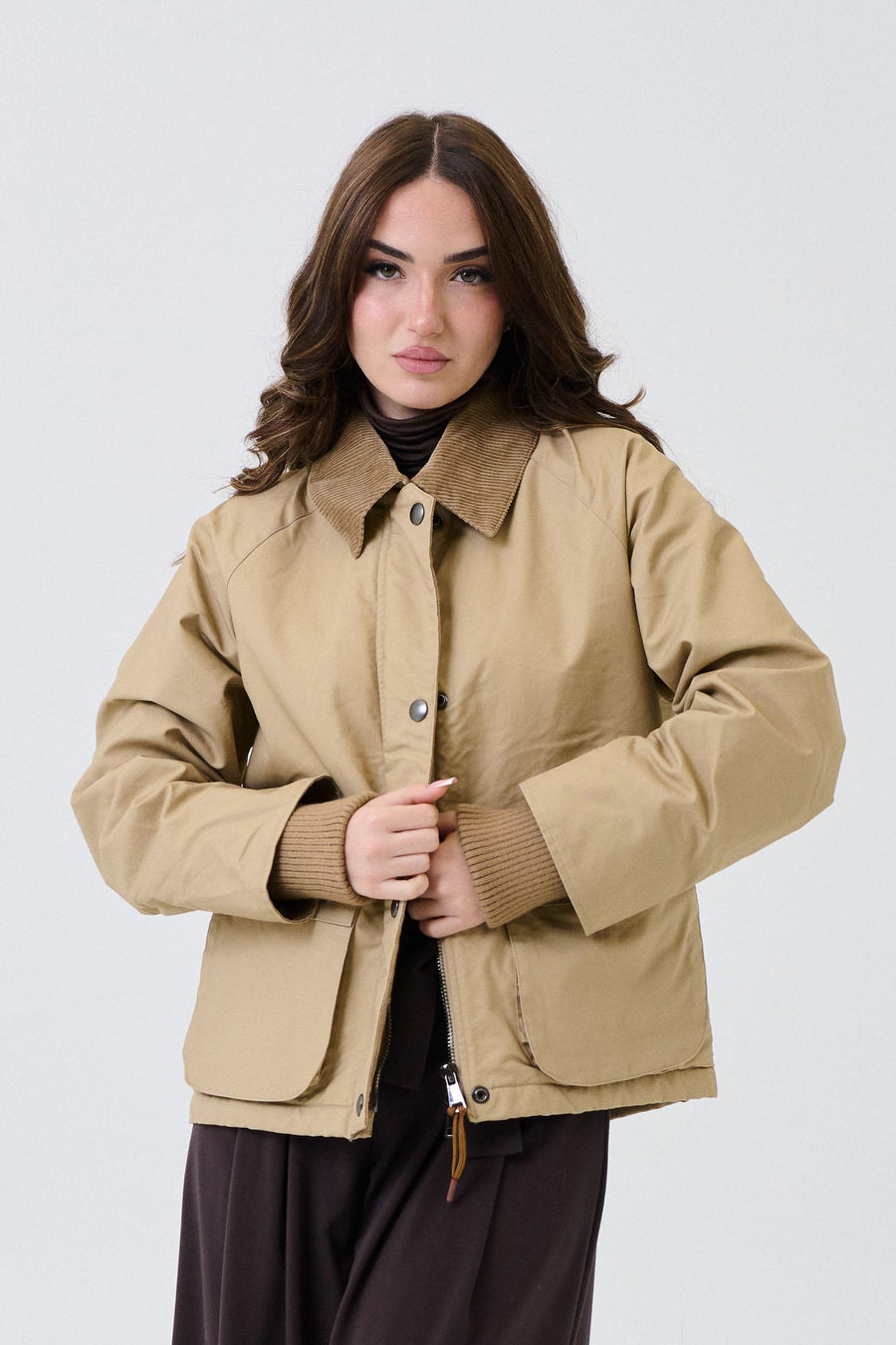 Giubbino Armoire beige con colletto a costine 26206 BEIGE Armoire 