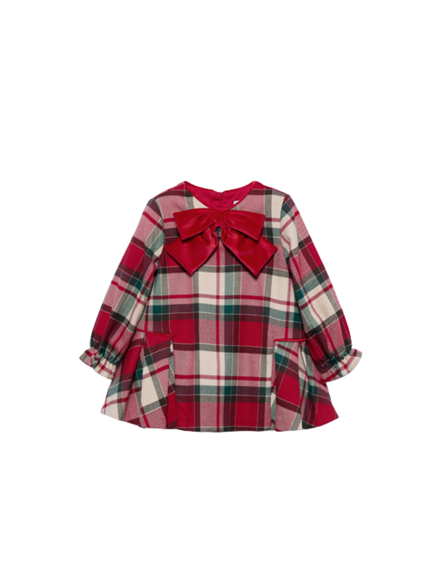 Abito tartan Abel & Lula rosso con fiocco in velluto 15509 Rosso Abel & Lula 