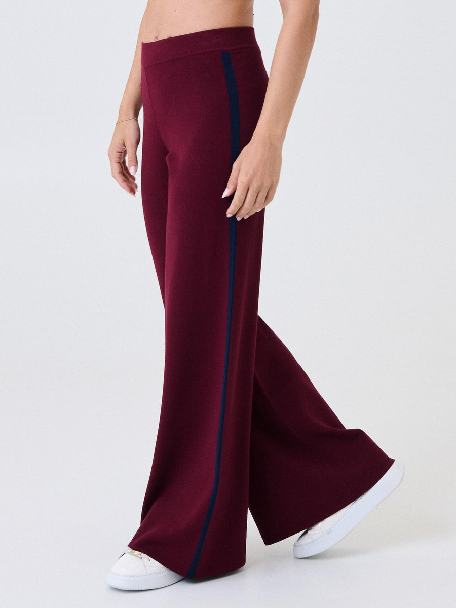 Pantalone a gamba ampia Kontatto bordeaux con bansde laterali blu navy 3M0942C BORDEAUX kontatto 