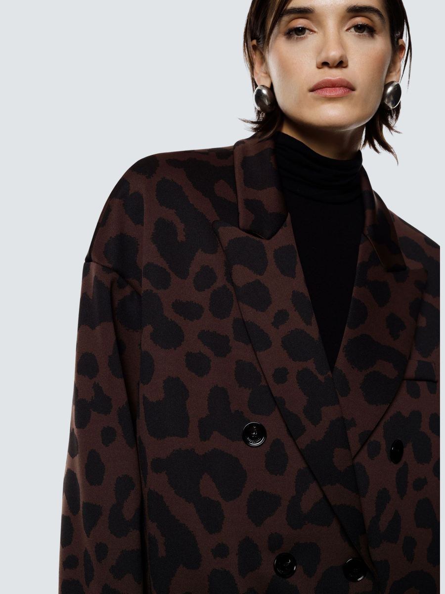 Blazer doppiopetto Imperial marrone e nero con stampa animalier JAE0KRZ MORO/NERO Imperial 