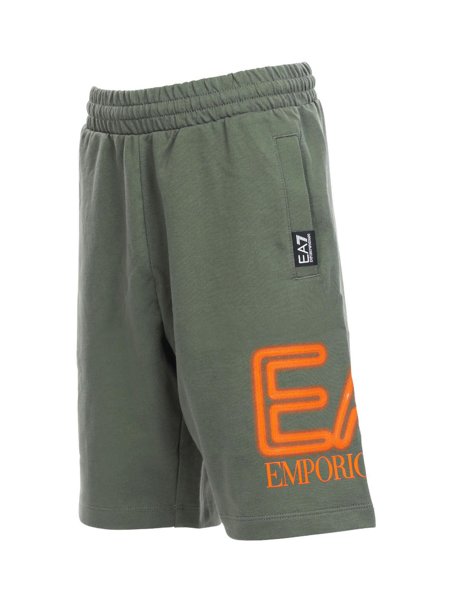 Bermuda verde militare con logo effetto neon 3DBS57BJ05Z 1846 EA7 