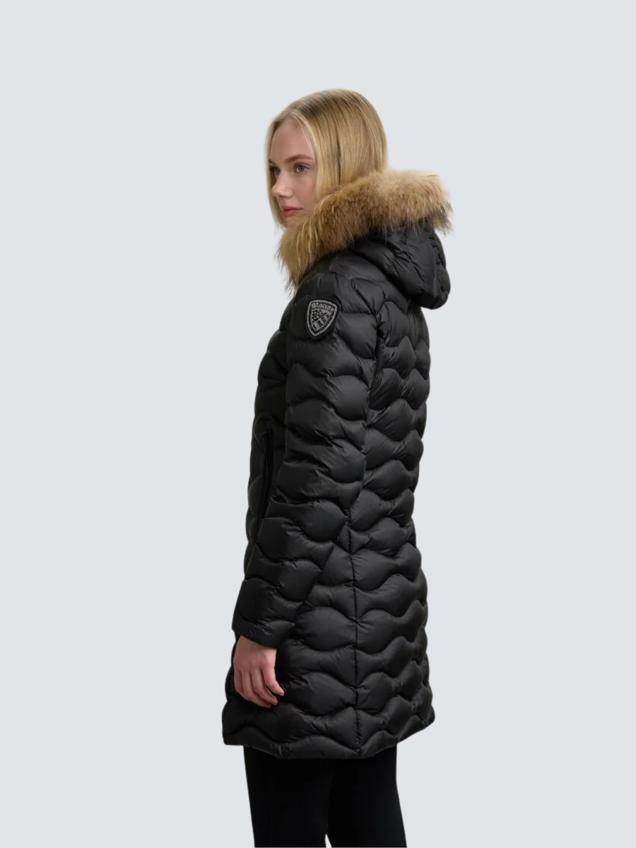 Giubbino lungo a onde con pelliccia "Lynel" Blauer nero BLDK03527 999EI Blauer 