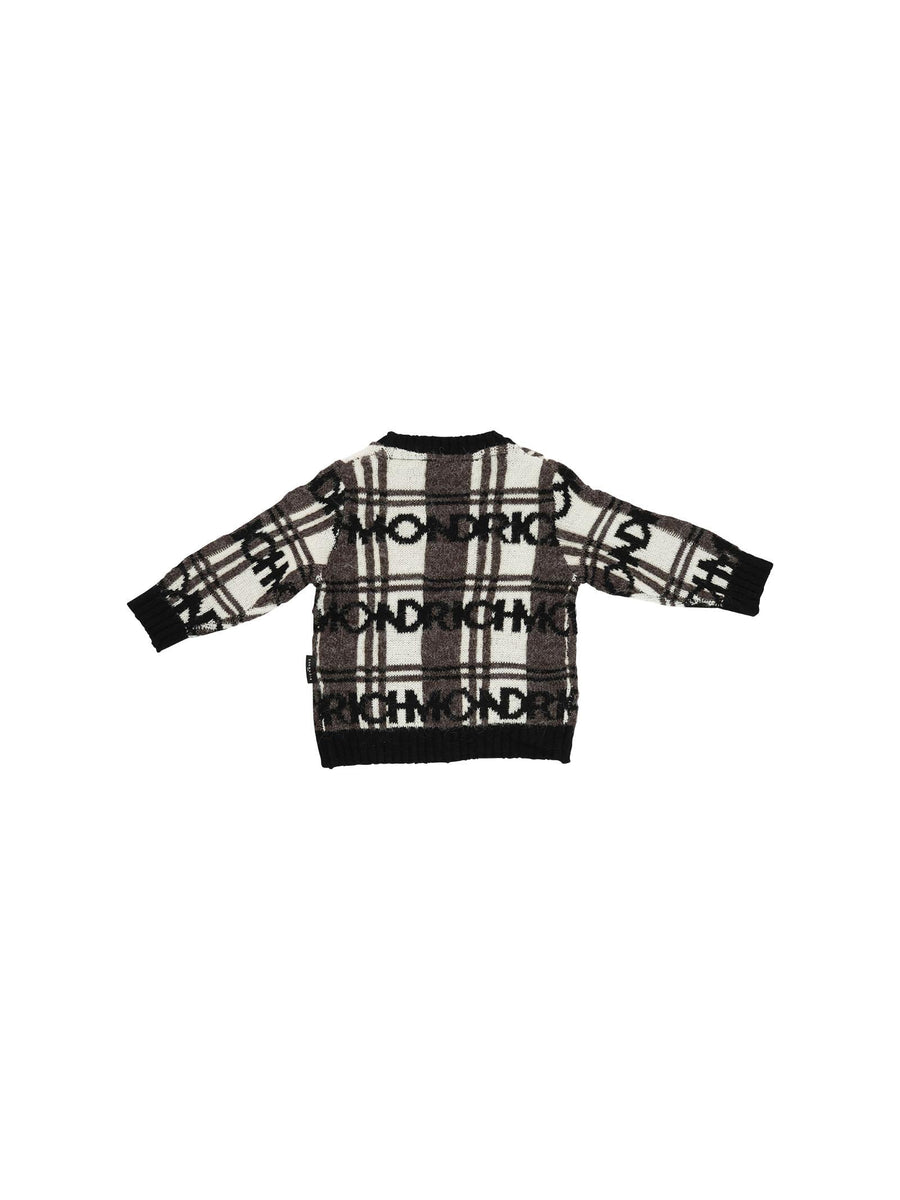 Cardigan John Richmond nero a quadri con logo lettering RIA25099CD MONOGRAM John Richmond 