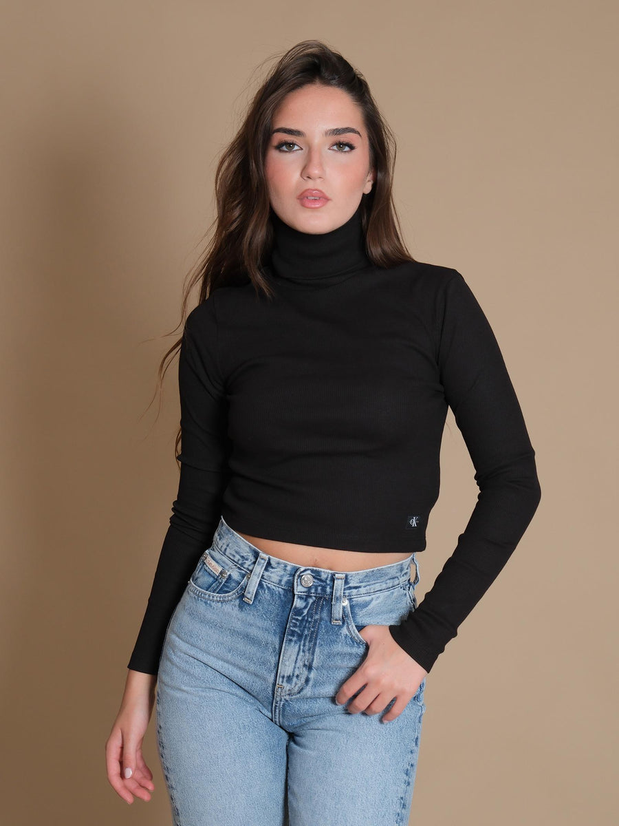 Dolcevita Calvin Klein collo alto a costine slim nero J20J224196 BEH Calvin Klein 