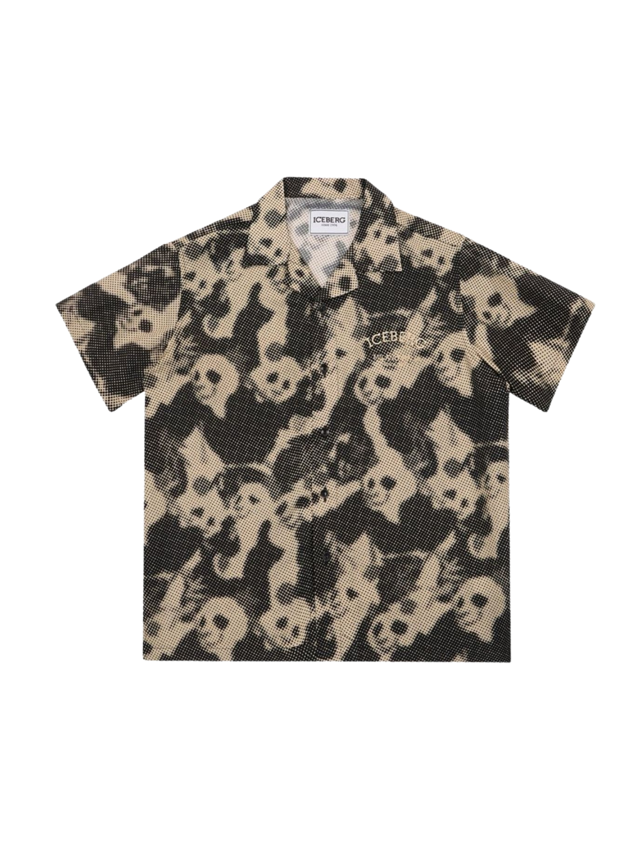 Camicia Iceberg beige e nera CMICE5106J SABBIA Iceberg 