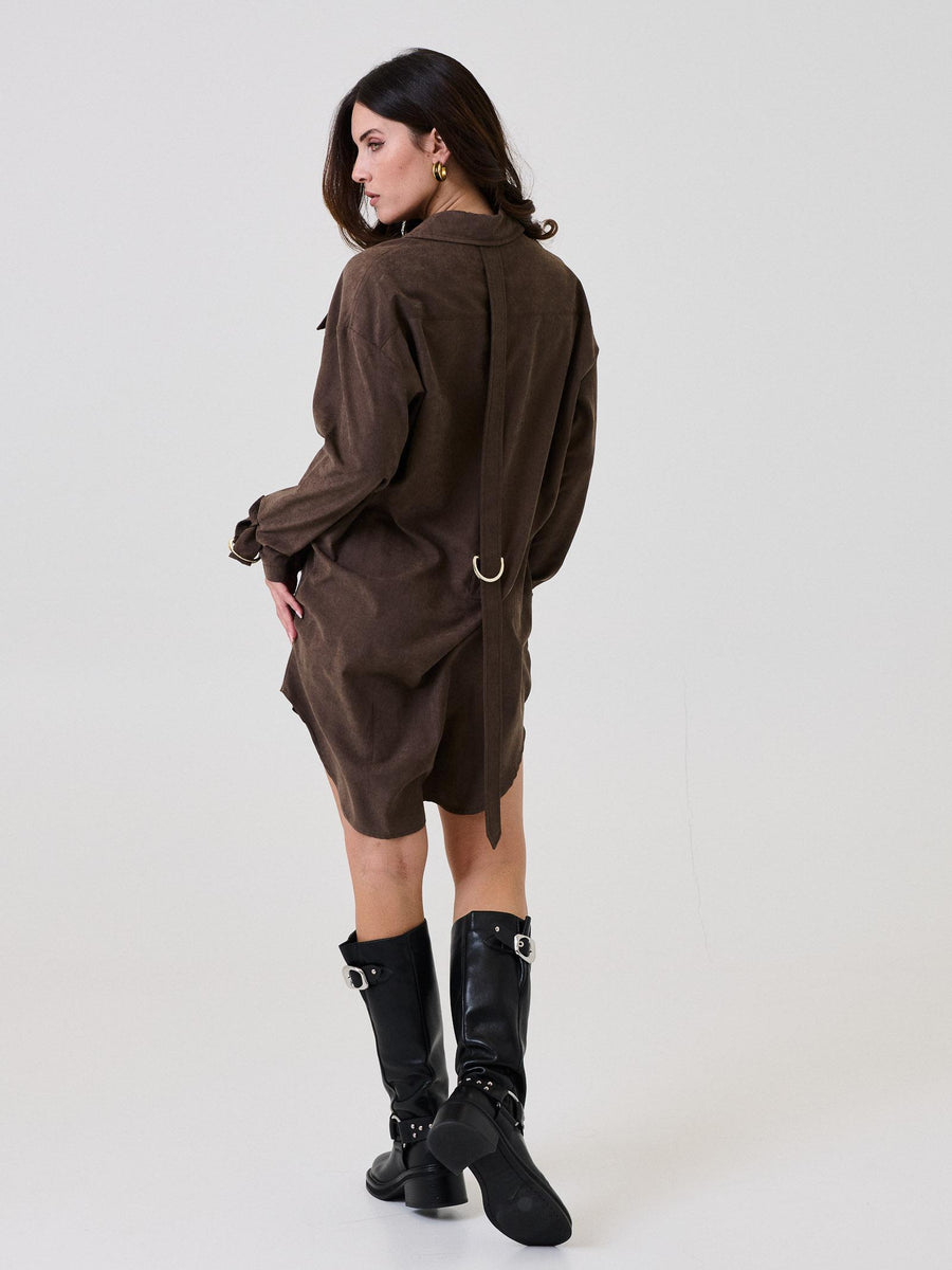 Camicione Bohemian Vì marrone effetto suede AB266 BROWN Bohemian V 