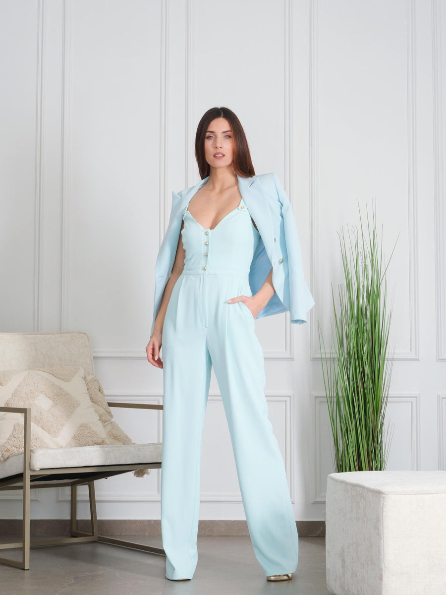 Tuta Silence Limited azzurra con bottoni gioiello TUT648 MINT Silence Limited 