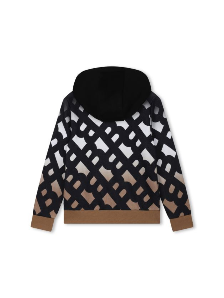 Felpa Boss con cappuccio all-over nera e biscotto J51188 09B Boss 