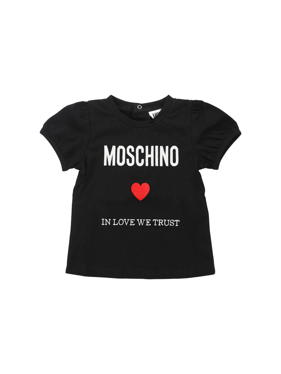 T-shirt nera In love we trust MDM03DLAA22 60100 Moschino 