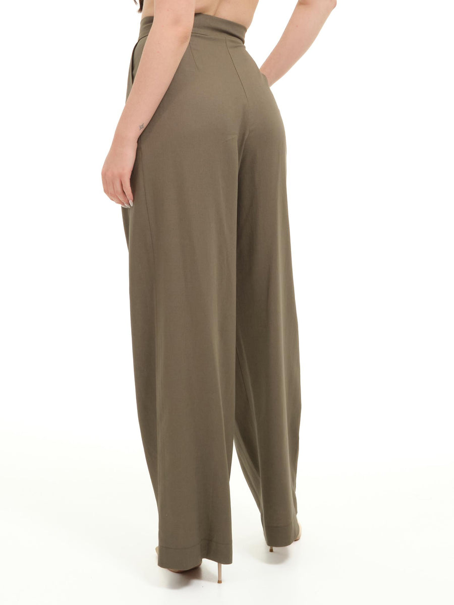 Pantaloni Armoire in misto lino verde militare PL01L MILITARE Armoire 