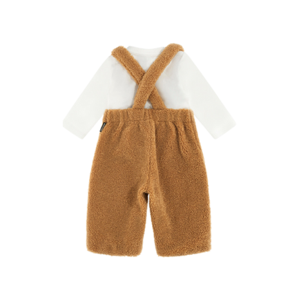 Completo salopette e t-shirt Moschino cammello e bianco MUK058 20351 Moschino 