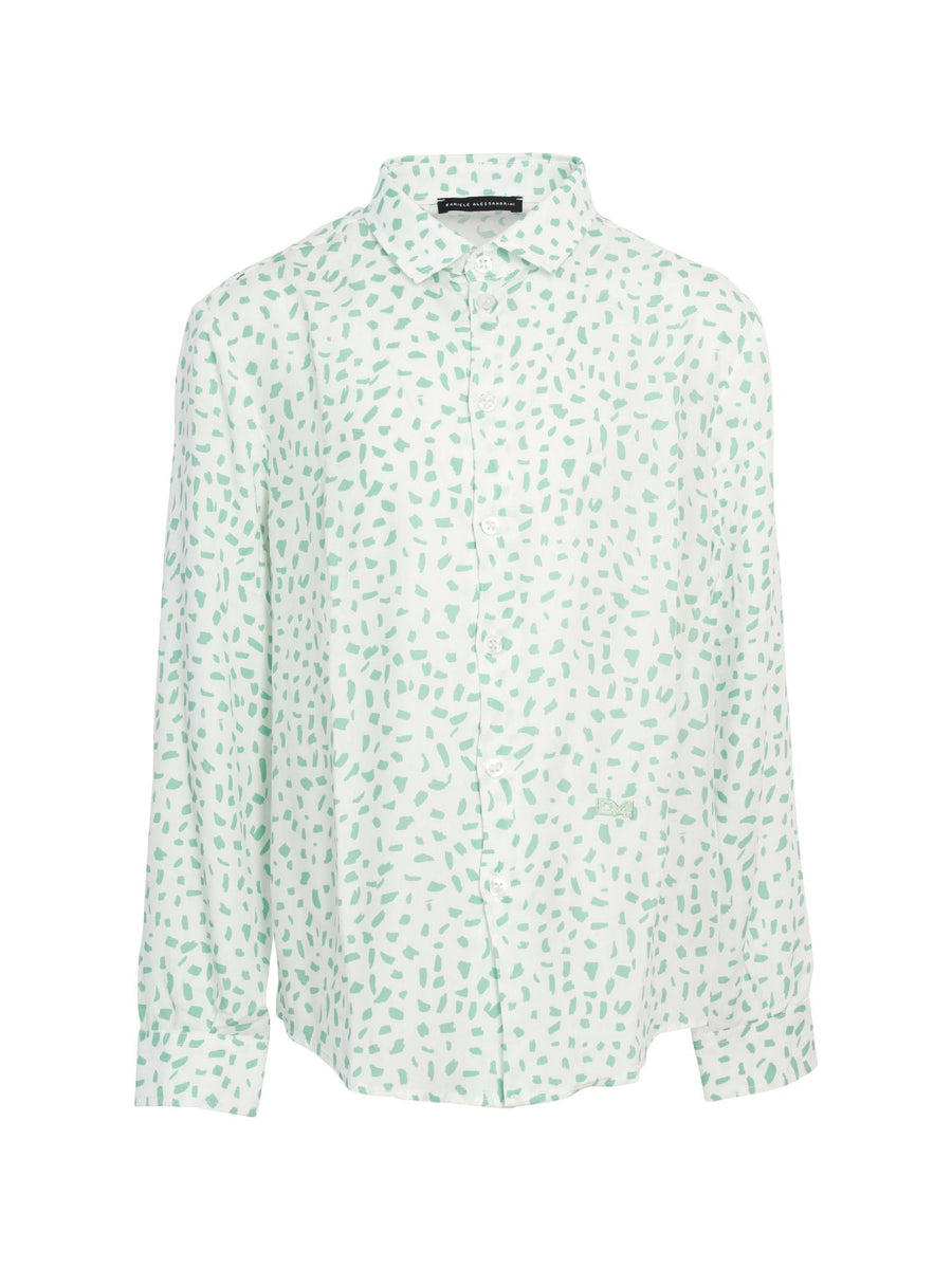 Camicia bianca con stampa verde all over C1253 VER Alessandrini 
