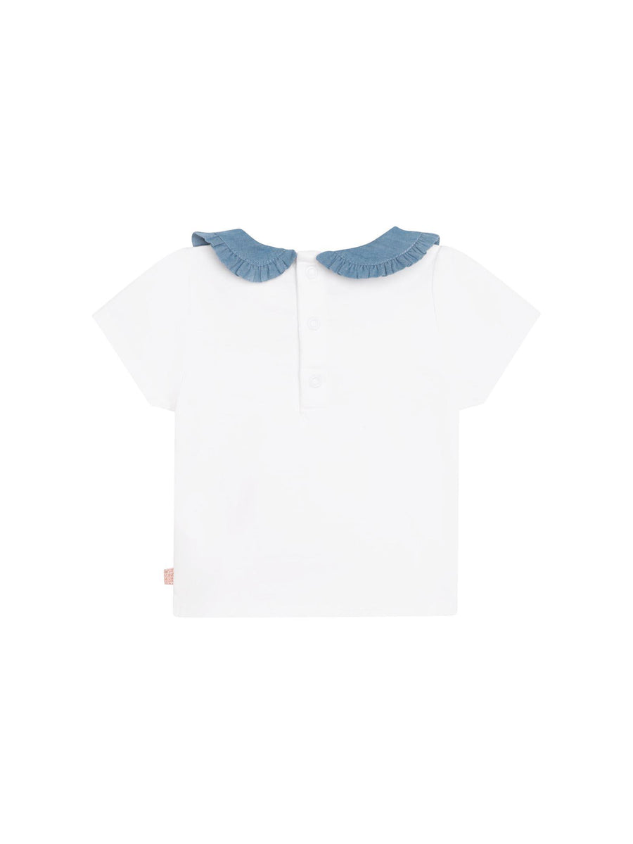 T-shirt bianca con colletto denim Y05259 BIANCOBLU Carrement Beau 