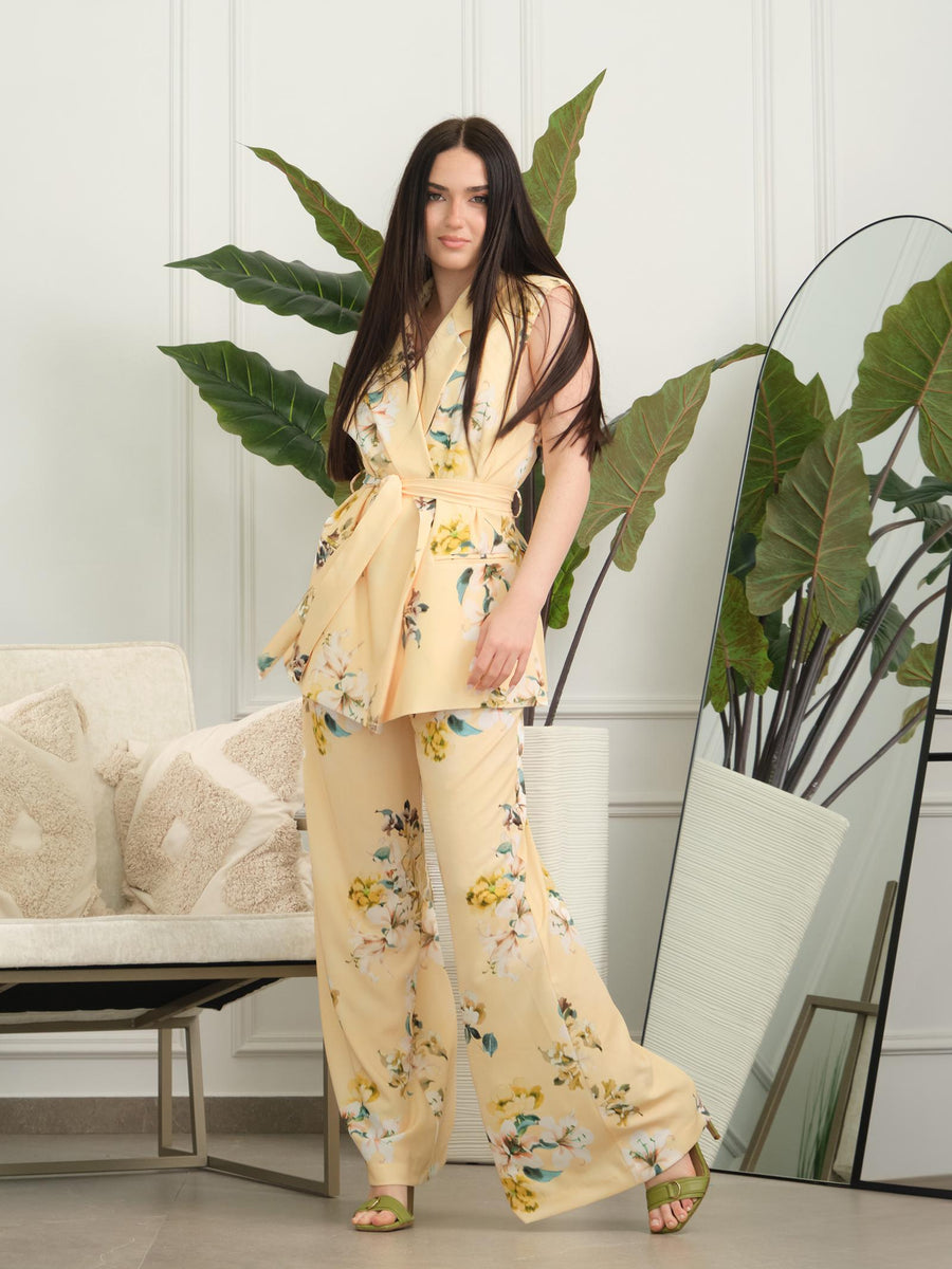 Gilet Vicolo in giallo a fantasia floreale TD2255 GIA Vicolo 