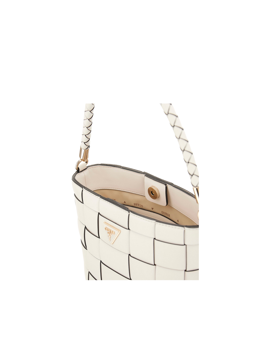 Borsa a mano Guess bianca intrecciata HWWG9661030 OFF Guess 