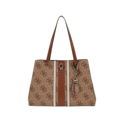 Borsa shopper Guess beige con bande verticali e charm removibile HWSO7838230 LTL Guess 
