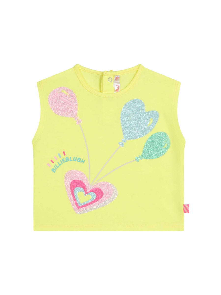 T-shirt giallo lime con corallini U05401 GIALLO Billie Blush 