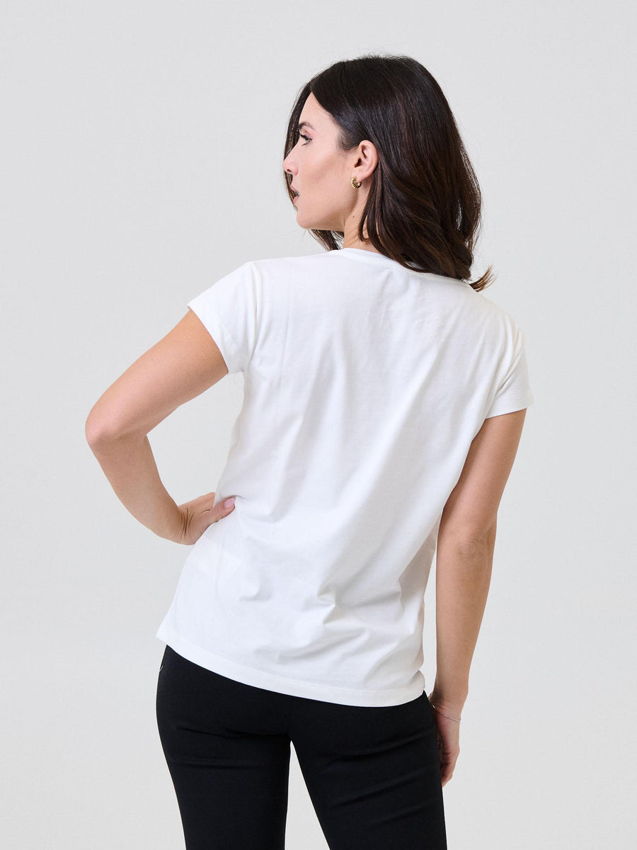 T-Shirt Vicolo bianca con stampa teddy e logo ripetuto circolare RF0386 BIANCO Vicolo 