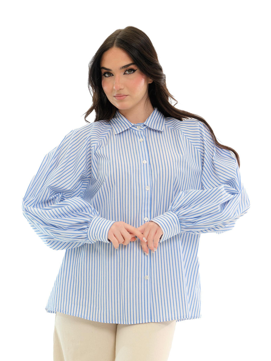 Camicia Vicolo a righe bianca e azzurra TD1524 BIA/AZZ Vicolo 