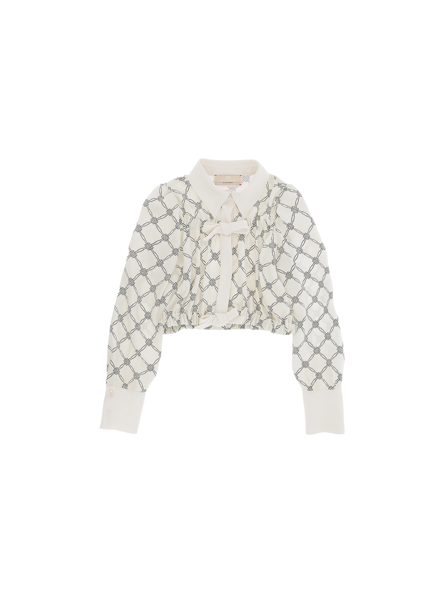 Camicia Elisabetta Franchi bianca con fantasia geometrica nera EFCA258 D595 Elisabetta Franchi 