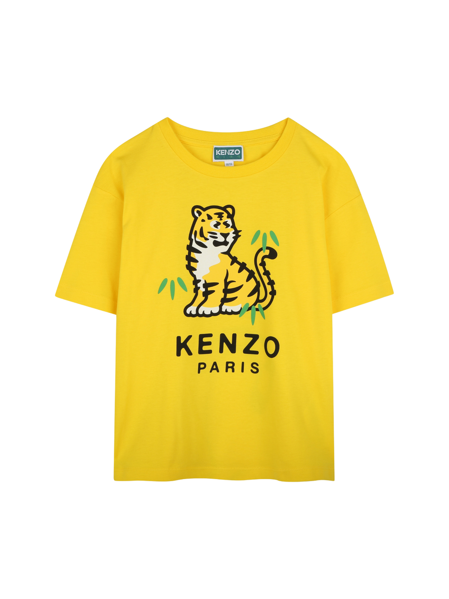 T-Shirt Kenzo gialla con logo lettering e dettaglio animalier K61052 525 Kenzo 