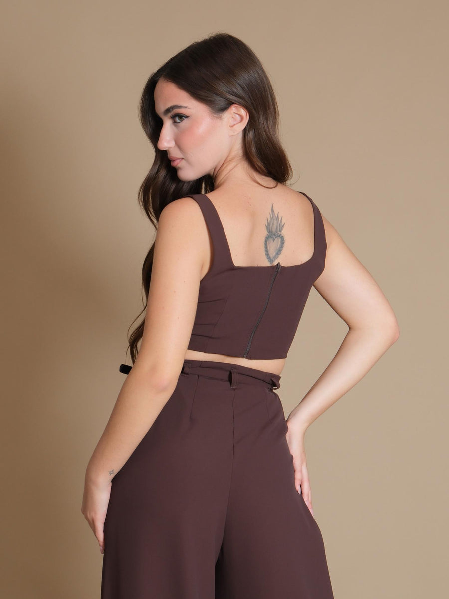 Crop top Imperial ebano con scollo quadrato e spalline RFW8IJX EBANO Imperial 