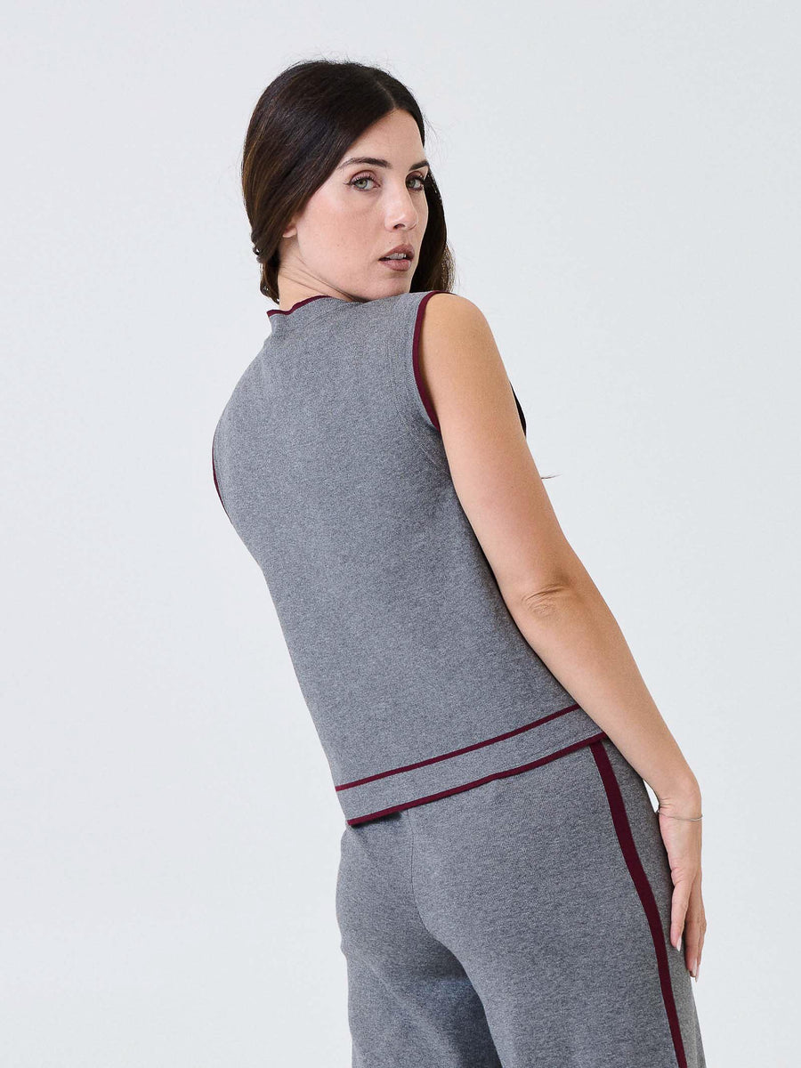 Gilet Kontatto grigio con finiture bordeaux 3M0941C GRIGIO kontatto 