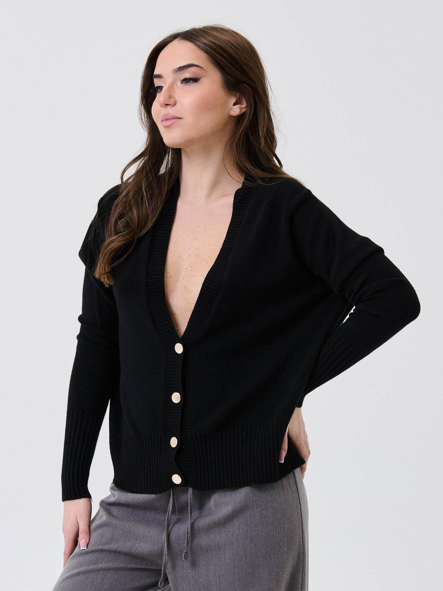 Cardigan Armoire nero con bottoni dorati IT1415 NERO Armoire 