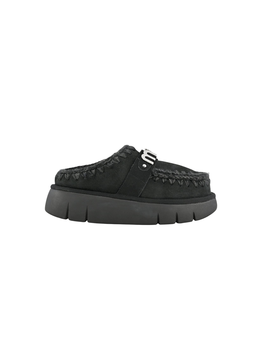 Mou " Bounce Clog Suede - Letter Logo" nero MU.FW531001A BKBK Mou 
