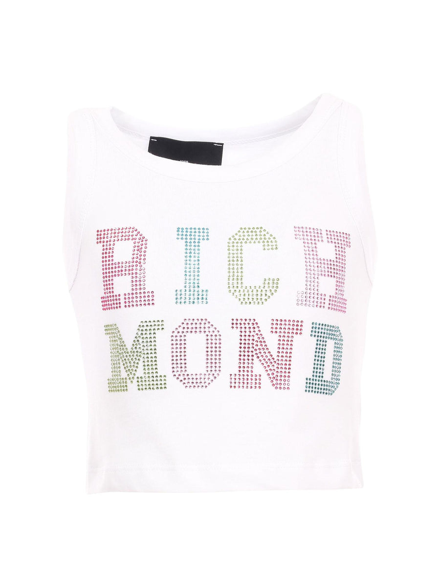 Top John Richmond bianco con maxi logo brillantinato RGP25211CN WHITE John Richmond 