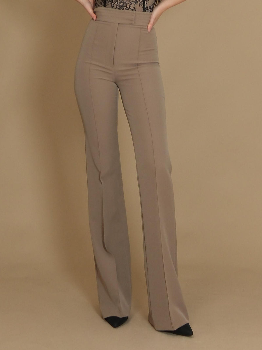 Pantalone Silence Limited taupe con righe a centro gamba PA261 TAUPE Silence Limited 