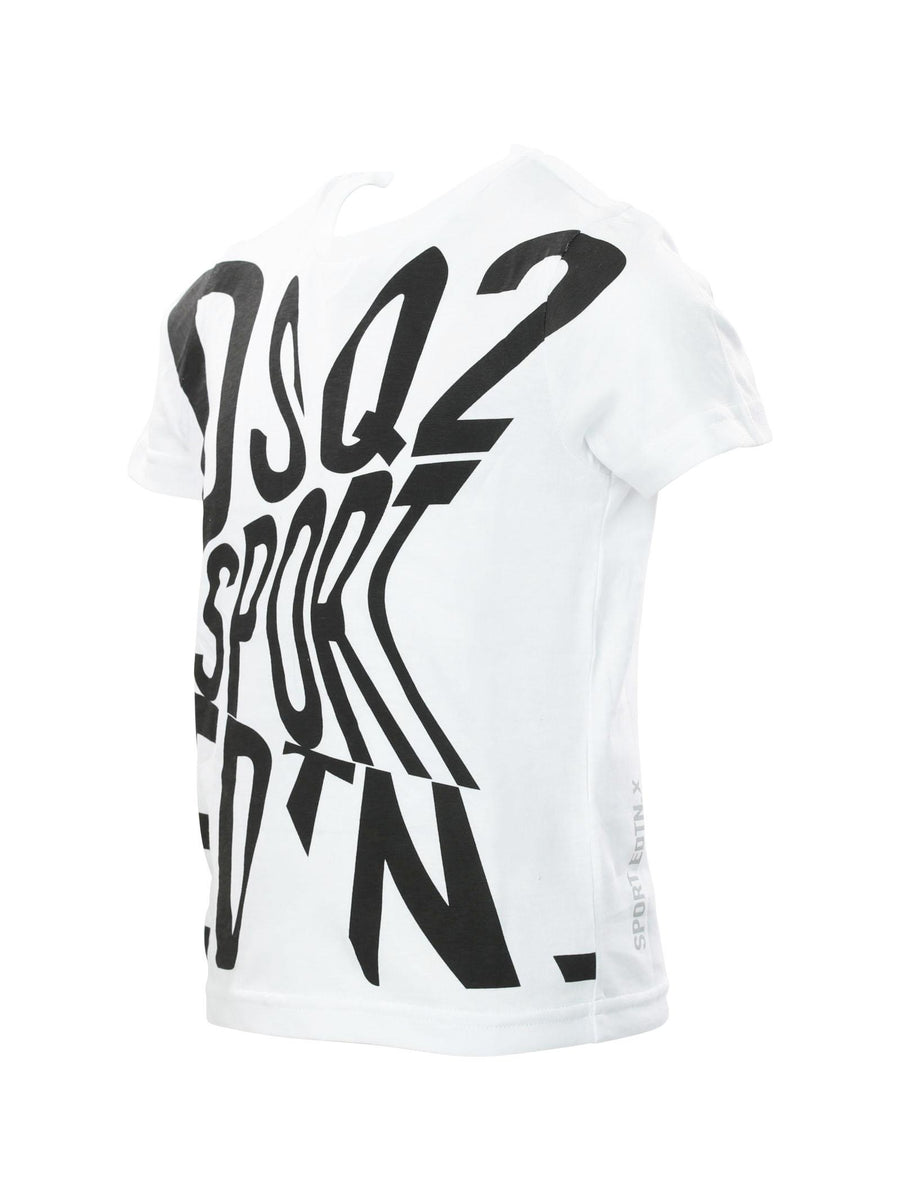 T-shirt bianca con maxi scritta nera Sport EDTN DQ2525D00MV DQ100 Dsquared 