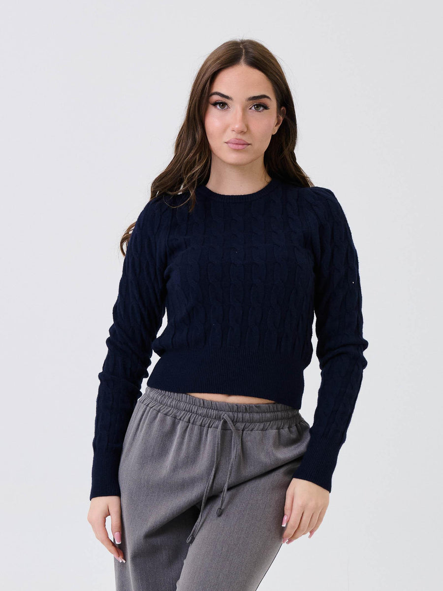 Maglione intrecciato Armoire blu navy con chiusura a goccia 72187 NAVY Armoire 