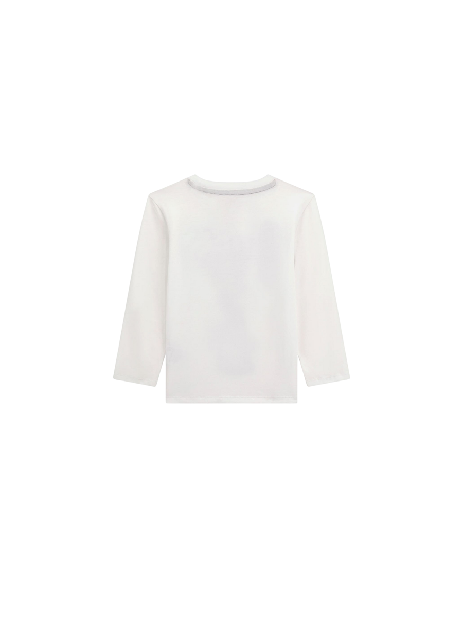 T-Shirt a maniche lunghe Guess bianca con stampa orsetto e logo N5YI23K8HM4 G011 Guess 