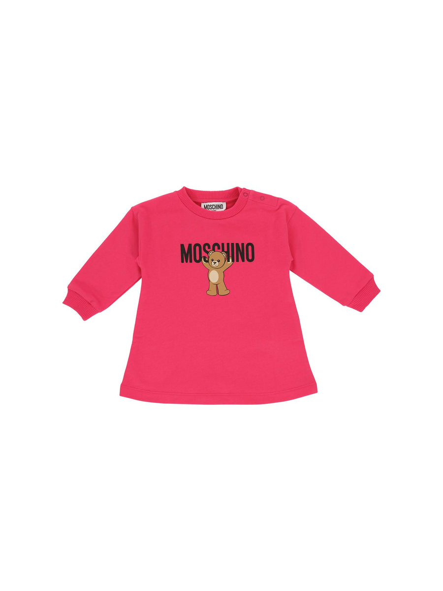 Abito in Felpa Moschino fucsia con stampa teddy logo MDV0CV 50541 Moschino 