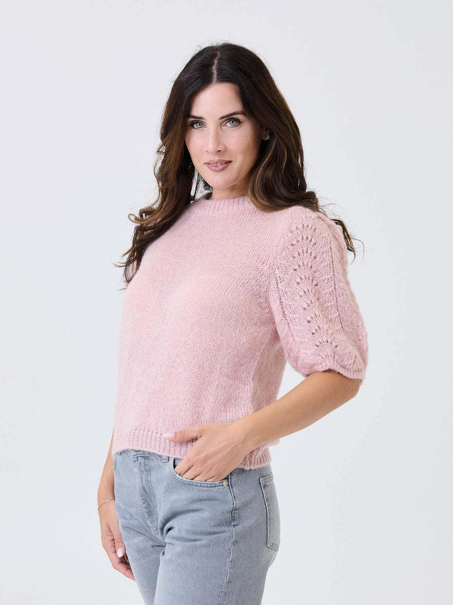 Maglia Kontatto rosa con maniche a palloncino traforate 3M0913C ROSA kontatto 