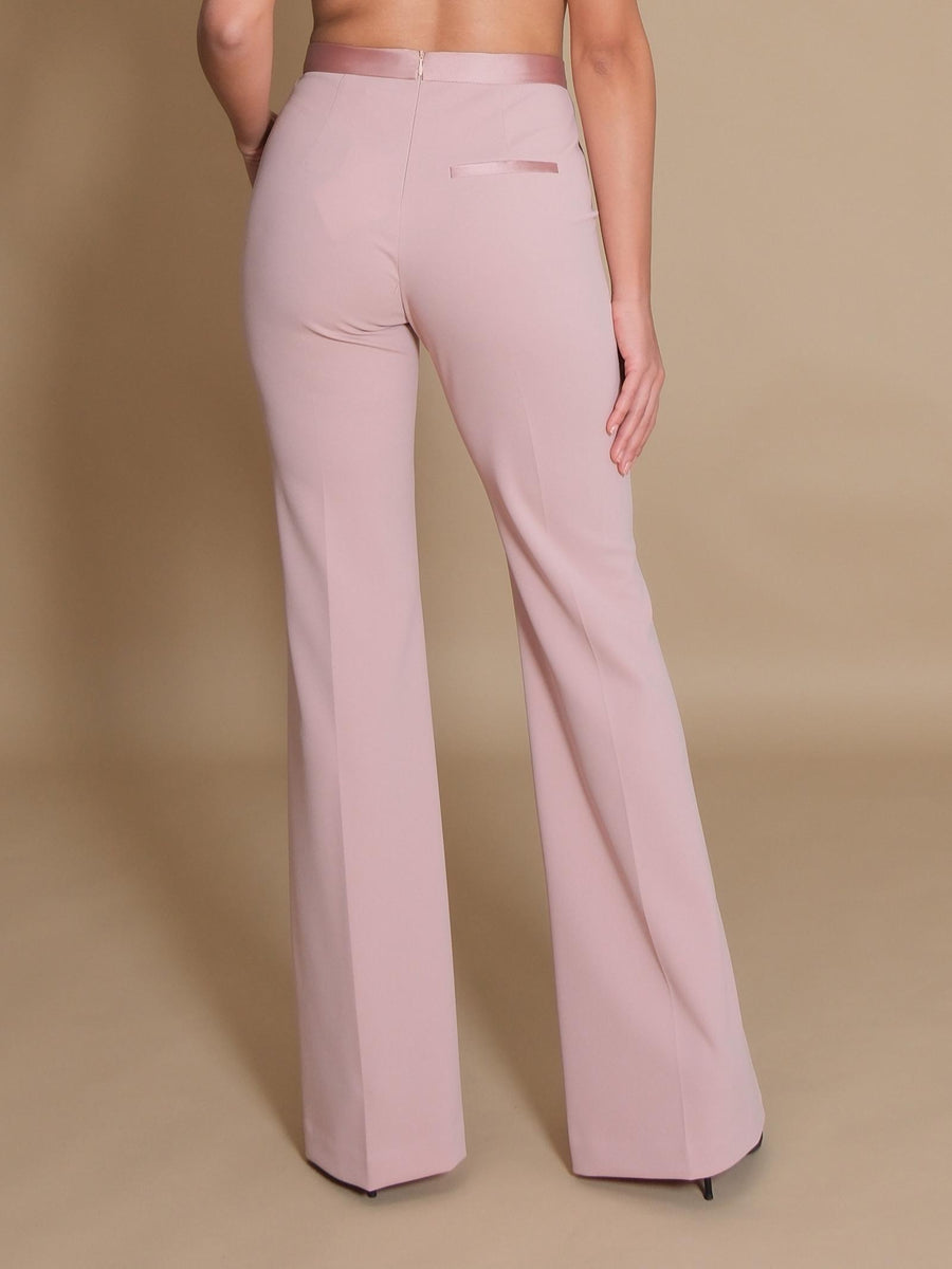 Pantalone Imperial rosa cameo svasati con dettagli in raso P3E9IAW CAMEO Imperial 